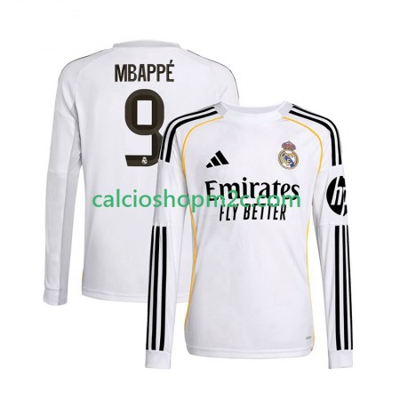 Real Madrid Kylian Mbappé 9 Maglia Prima 2025/2026 Manica Lunga